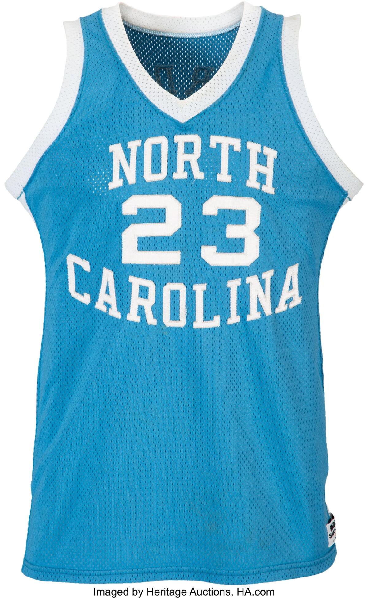 A game-worn Michael Jordan North Carolina jersey sold for $1.38 million