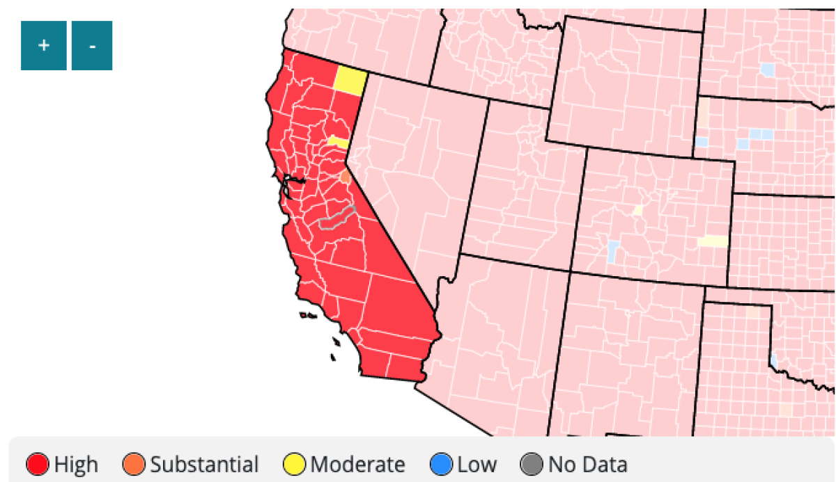 CDC community transmission map (Feb. 7, 2022)