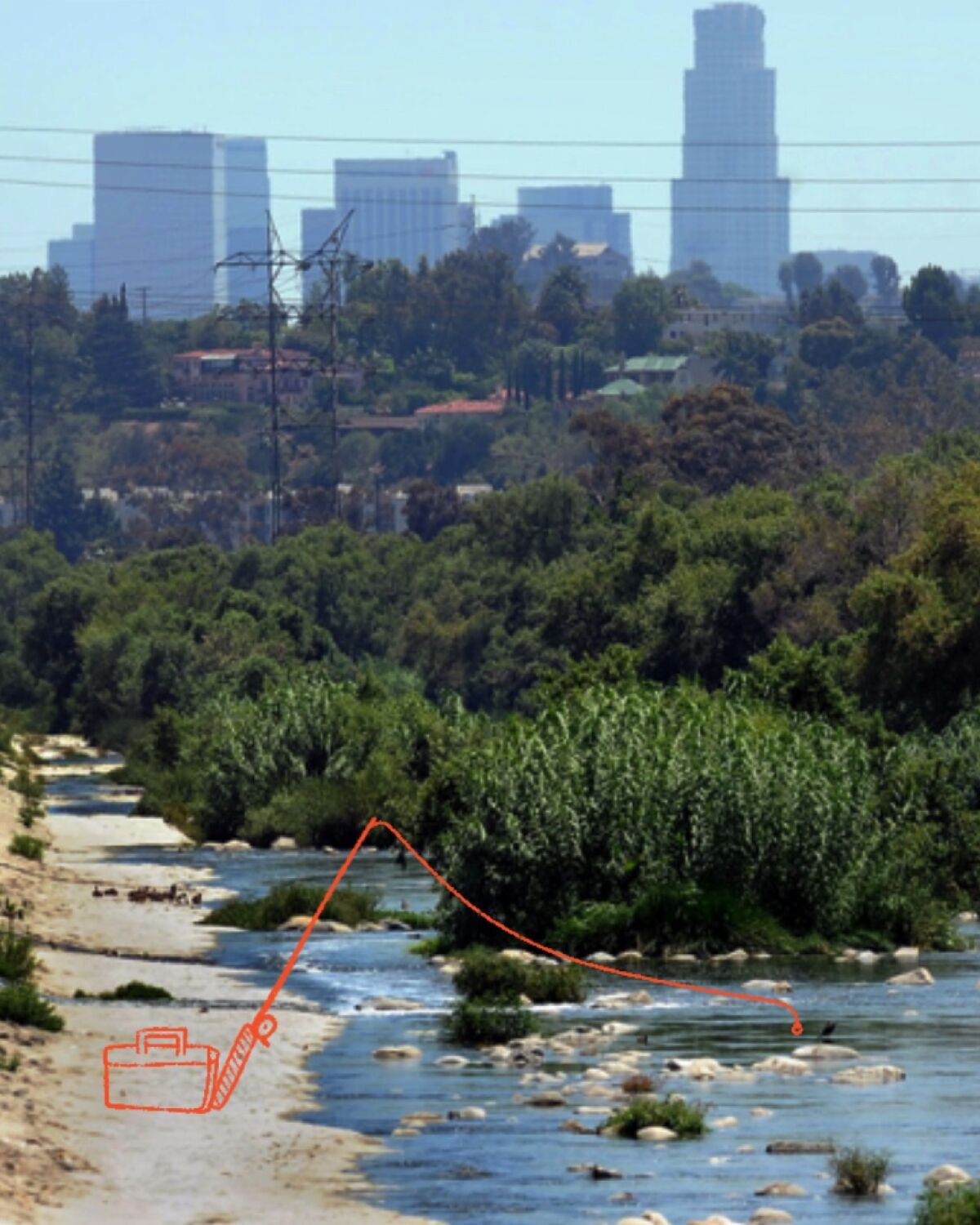Fishing in the Los Angeles River is an easy way to get outside and escape for an afternoon.