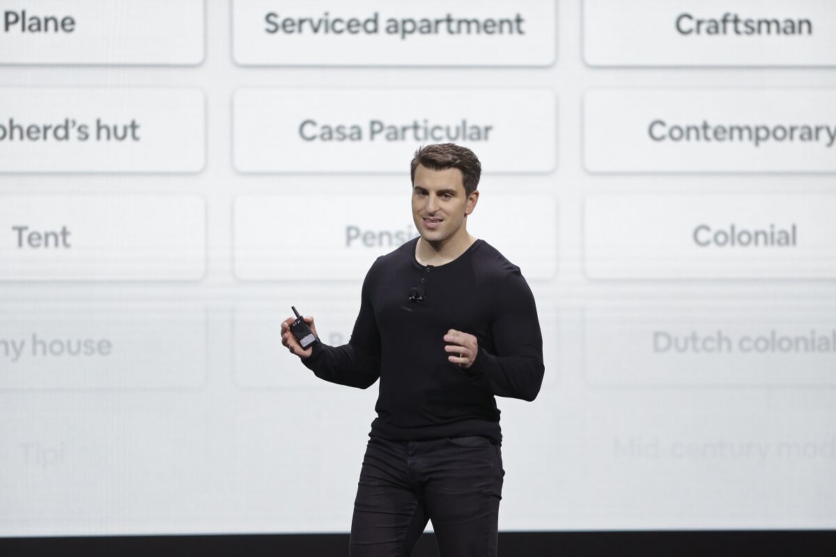 Airbnb co-founder and CEO Brian Chesky speaks during an event, Feb. 22, 2018, in San Francisco. Chesky has donated $100 million to the Obama Foundation to fund scholarships for students pursuing careers in public service that also include multiple stipends for travel. Former President Barack Obama announced the new program called the Voyager Scholarship, with Chesky on Monday, May 16, 2022. (AP Photo/Eric Risberg)