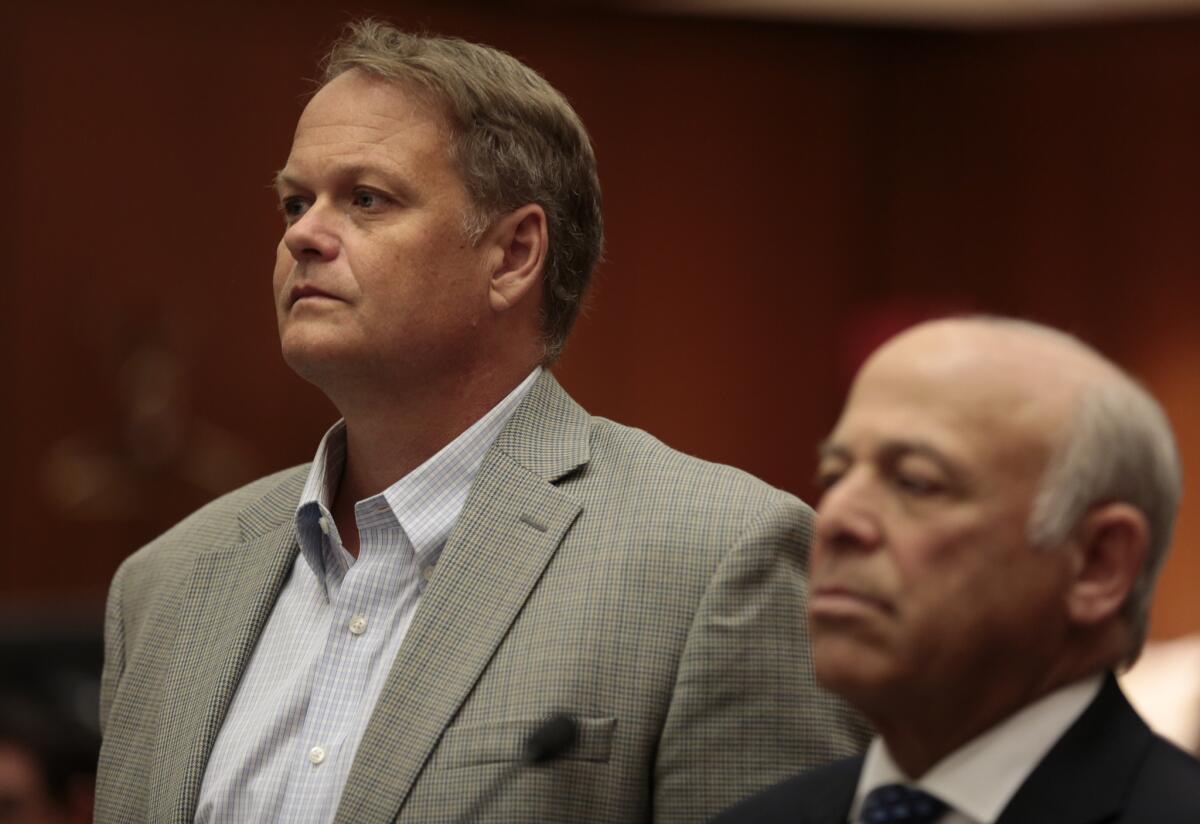 Former Marlborough School teacher Joseph Thomas Koetters, left, is arraigned in Los Angeles Superior Court on felony sex counts.