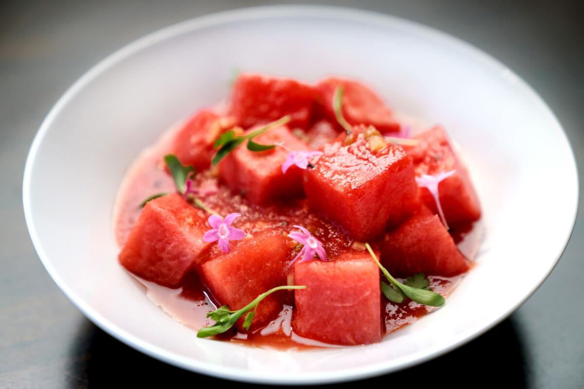 Watermelon Curry served at Clay Oven, in Irvine, Calif.
