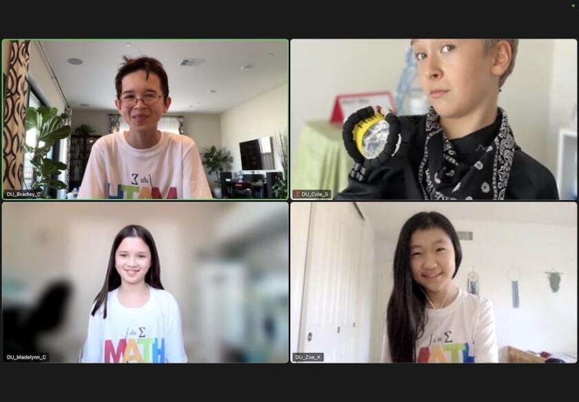 Bradley and Madelynn Carpiuc (right side), Cole Seelman and Zoe Kim (left side).