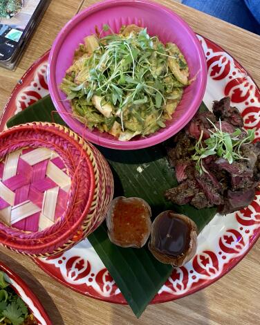 Pieng Xeen Lao grilled beef platter from Yum Sະlut in downtown L.A.