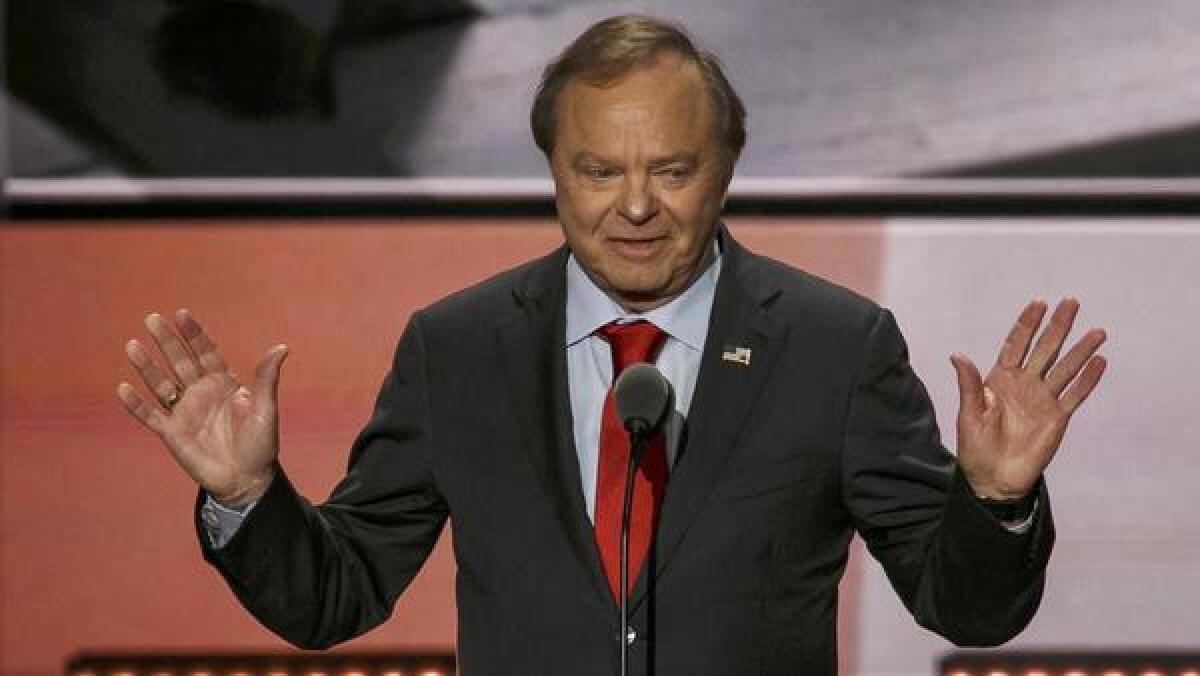 Harold Hamm of Continental Resources, says "climate change is not a problem, it's Islamic terrorism," in his speech to the 2016 Republican National Convention in Cleveland on July 20.