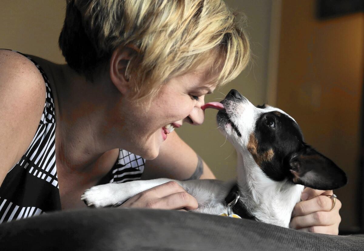 Yvette d'Entremont and Buddy, the "Science Dog."