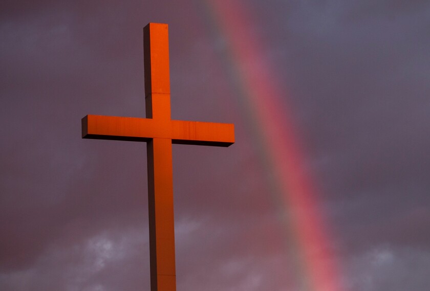 A cross and a rainbow
