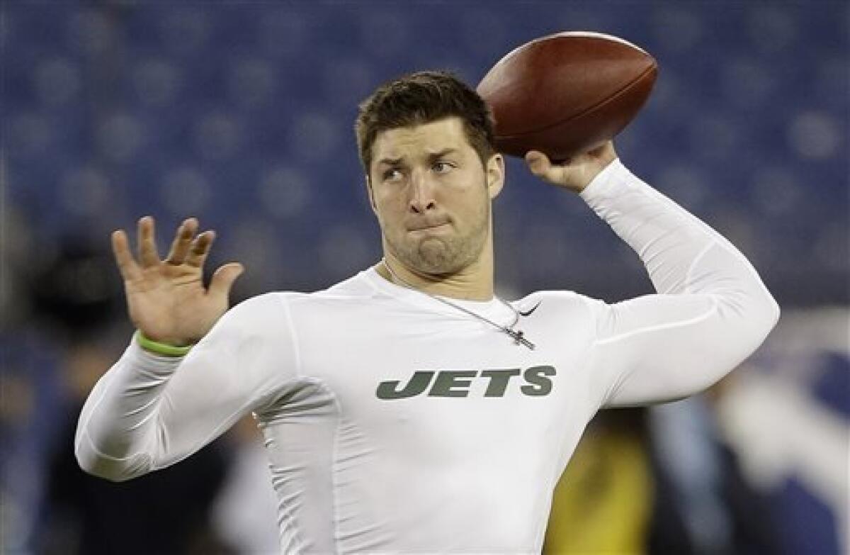 NY Jets' Tim Tebow makes his best showing after practice when he