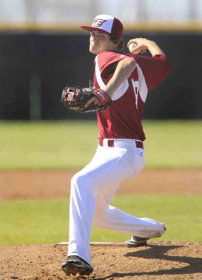 Estancia High pitcher Tyler Ross throws during the second inning against Costa Mesa.