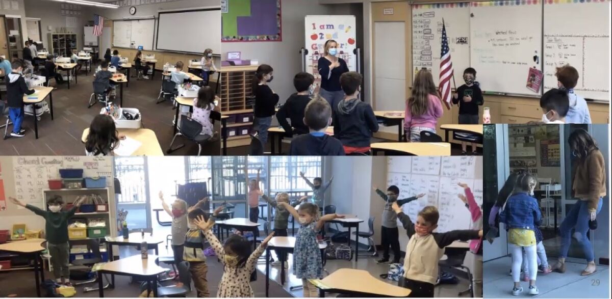 Scenes from Solana Beach School District classes back to four days a week in-person school.