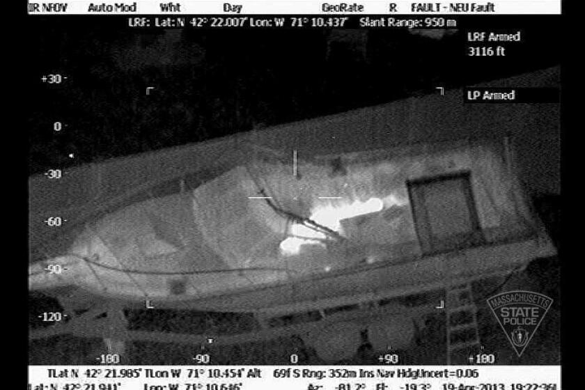 An infrared device detects bombing suspect Dzhokhar Tsarnaev hiding in a covered boat in Watertown, Mass.
