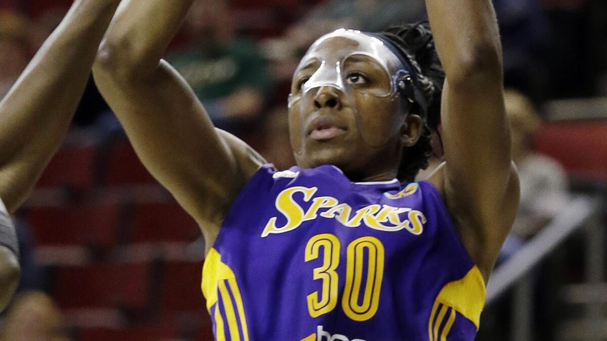 Sparks forward Nneka Ogwumike shoots during a July 3 win over the Seattle Storm.