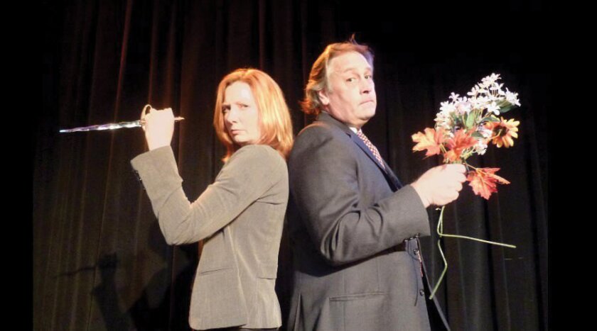 Jennie Olson Six and John Anderson perform in ‘So Small A Thing,’ by Dominique Salerno, directed by Robert Salerno. The play, inspired by a line from Euripides: “Is love so small a pain, do you think, to a woman?” is part of the 2015 San Diego Fringe Festival, July 23-Aug. 2.