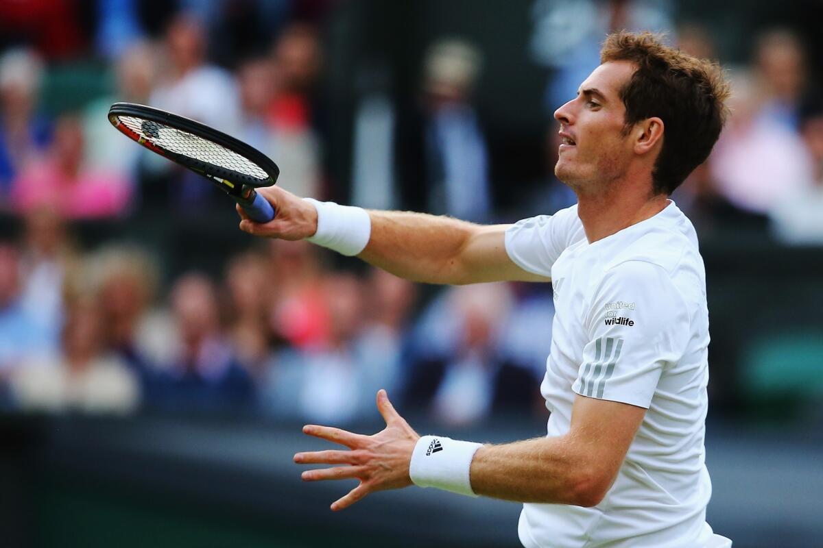 Andy Murray of Great Britain defeated Roberto Bautista Agut of Spain, 6-2, 6-3, 6-2 in a third round match at the All England Lawn Tennis and Croquet Club in Wimbledon.