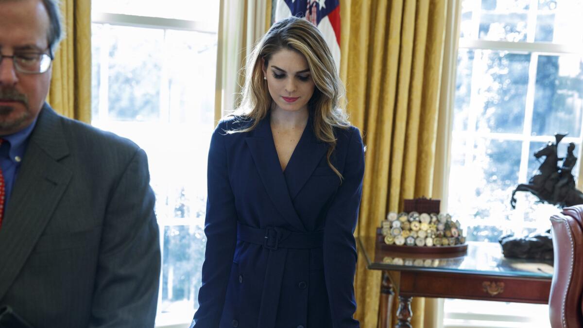 Former White House Communications Director Hope Hicks, shown Feb. 2, has been subpoenaed to testify on June 24.