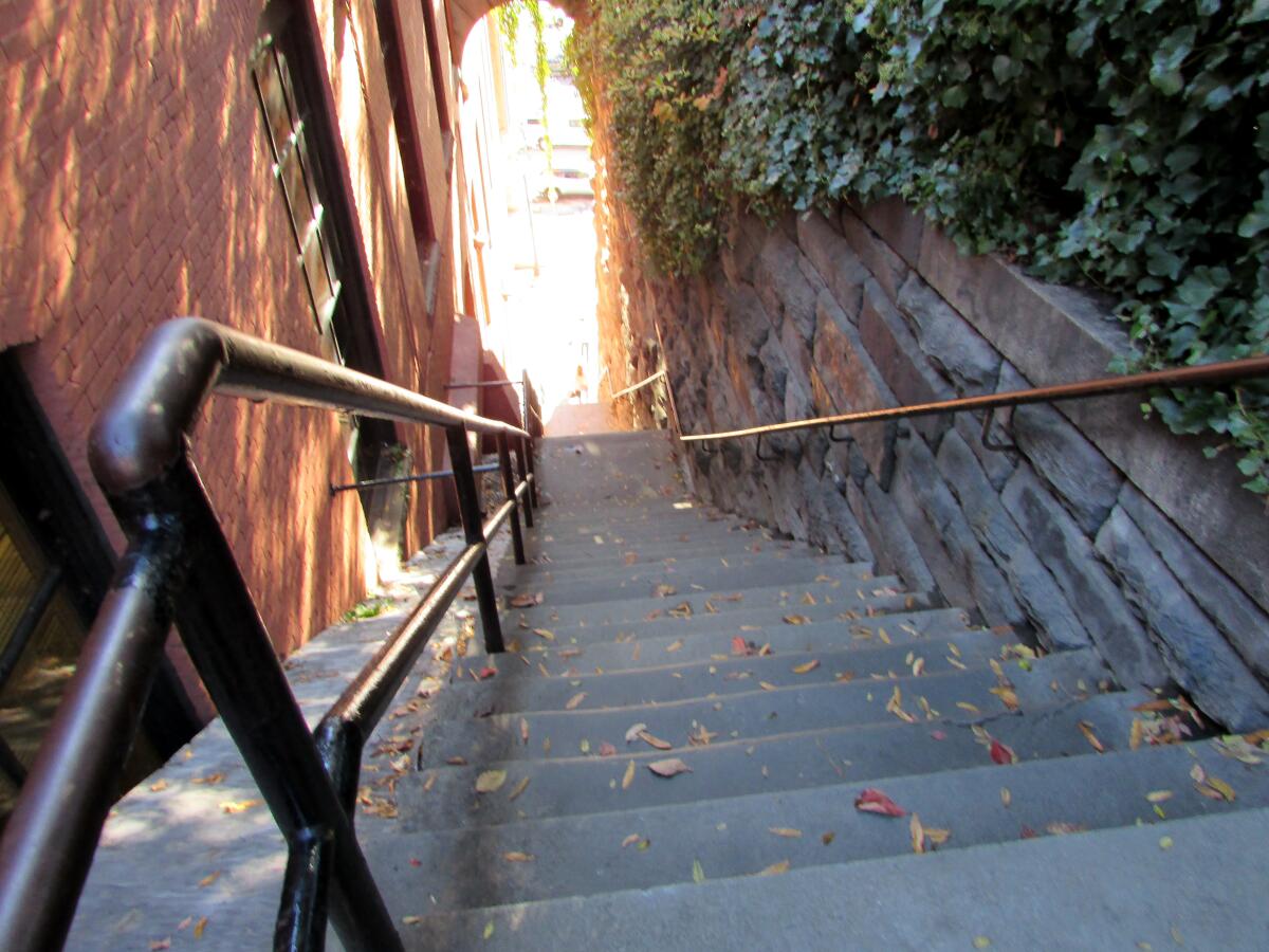 Looking down at the "Exorcist steps" beside 3600 Prospect Street in NW Washington, D.C.