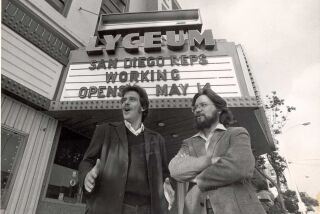 Sam Woodhouse and Doug "D.W." Jacobs at the original Lyceum Theatre in 1982.