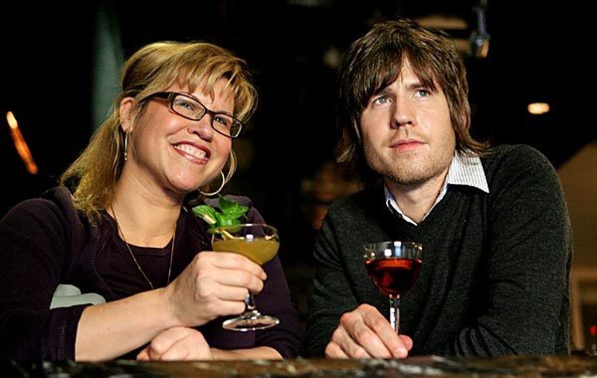 Tar Pit's co-owner/bartender Audrey Saunders, with executive staff member Chad Solomon, has four sherry cocktails on her menu of about 20 drinks.
