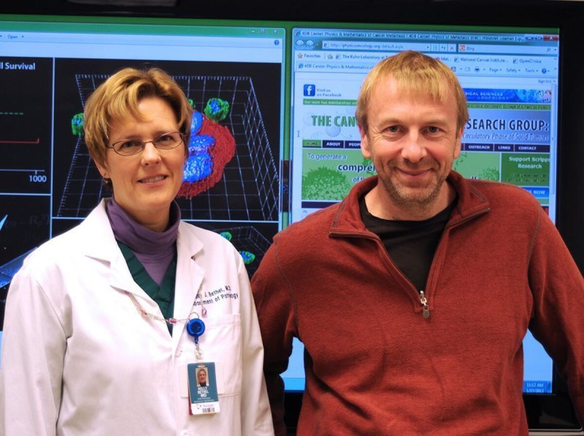 Peter Kuhn, a physicist and cancer researcher at Scripps Research, and Kelly Bethel, a pathologist at Scripps Health, played important roles in developing and testing the new HD-CTC blood test. Scripps Research