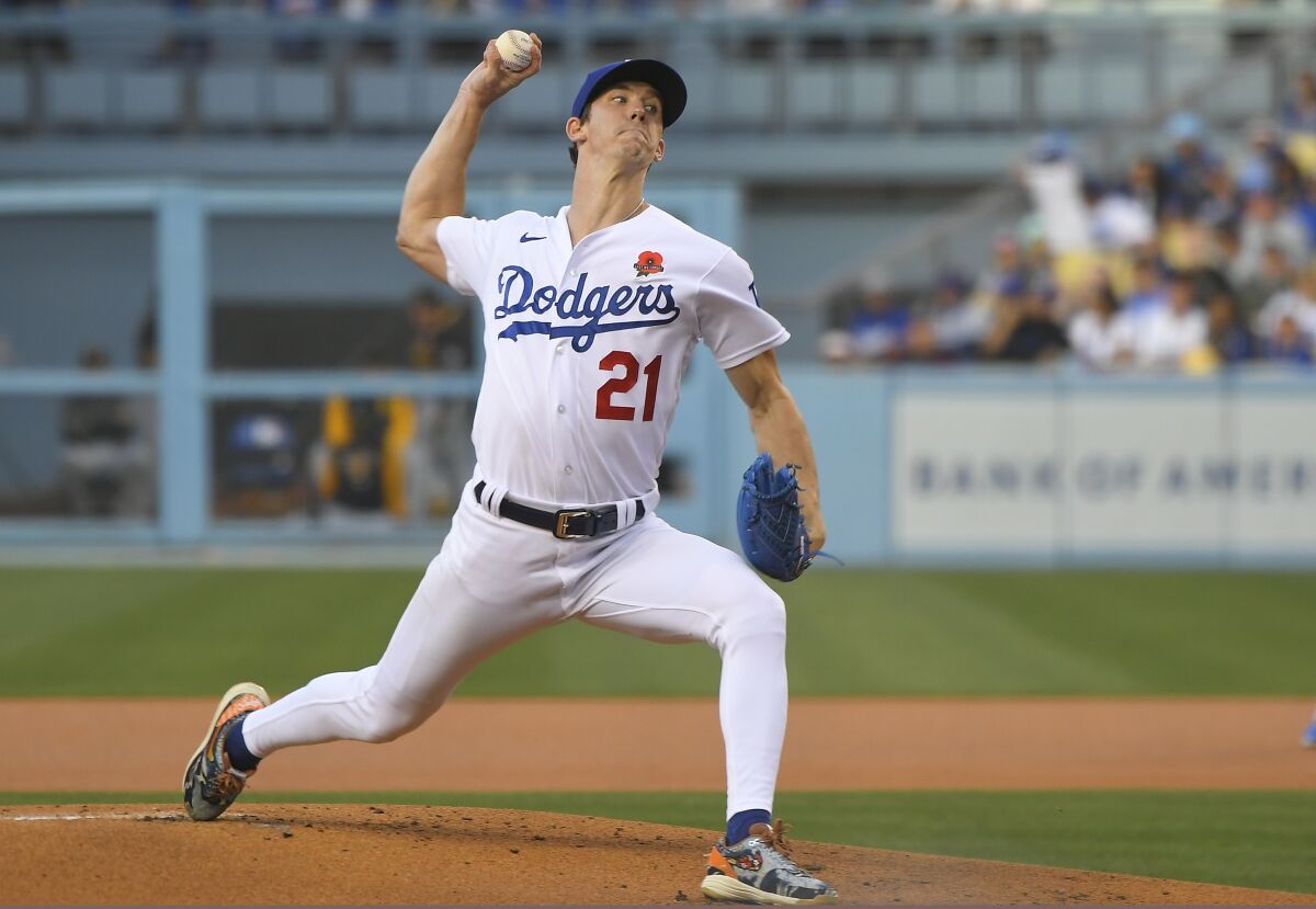 Dodgers starter Walker Buehler gave up four runs in six innings and took a no-decision Monday night.