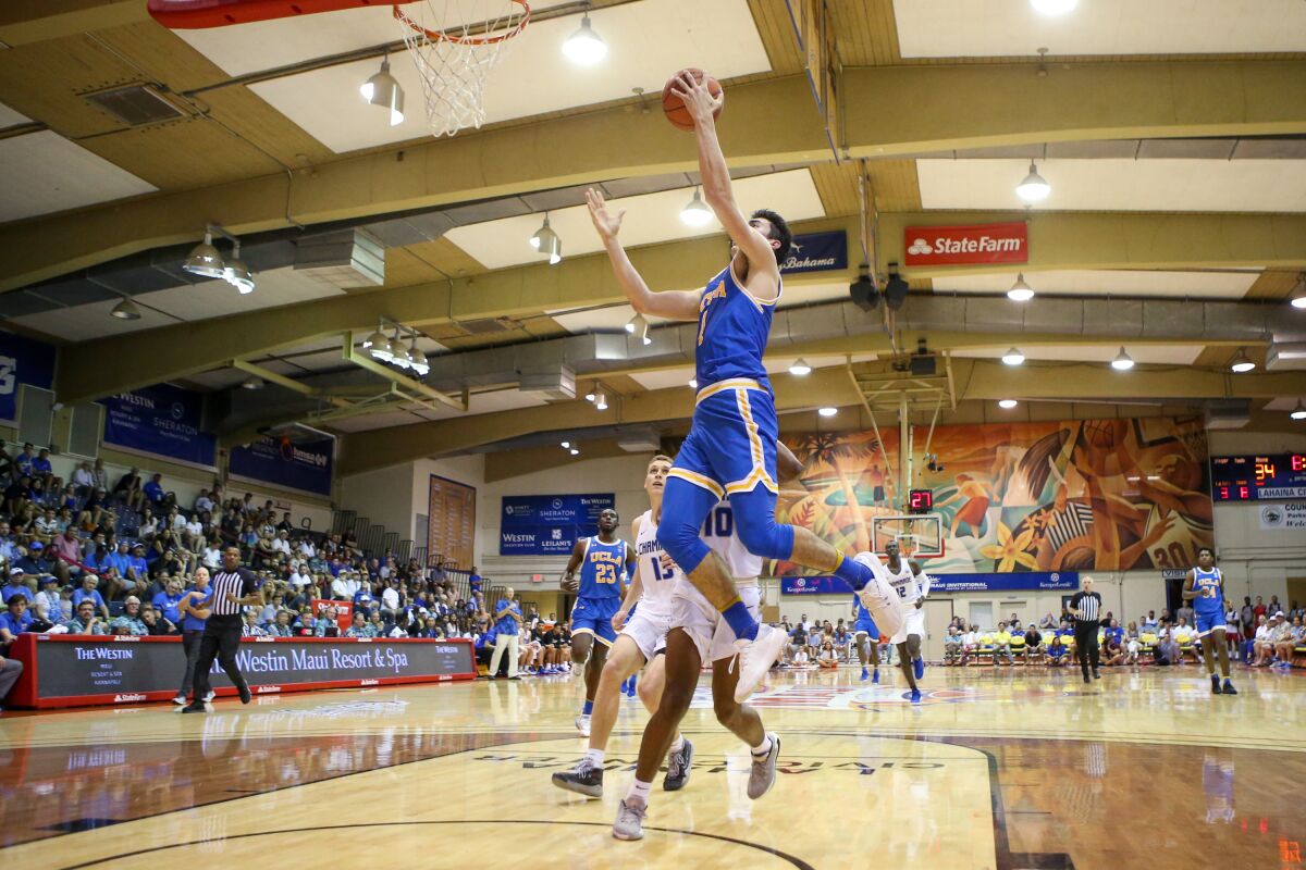 Jaime Jaquez Jr. scores off a fast break.