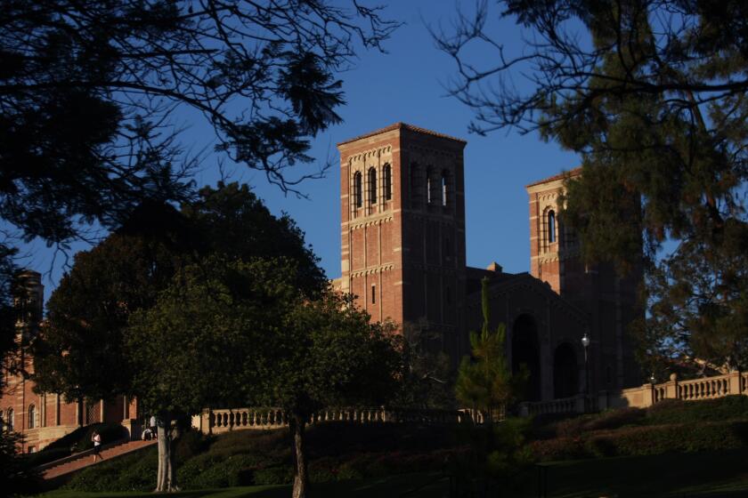 Royce Hall towers over the UCLA campus in Westwood.