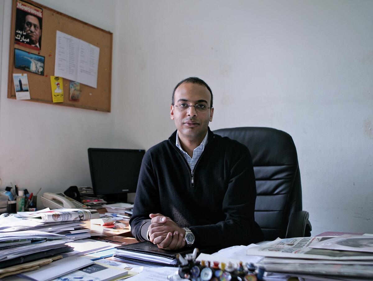 Hossam Bahgat, cofounder of the Egyptian Initiative for Personal Rights, shown in 2011, has been barred from traveling and had his personal assets frozen as part of a crackdown by Egypt on human rights organizations.