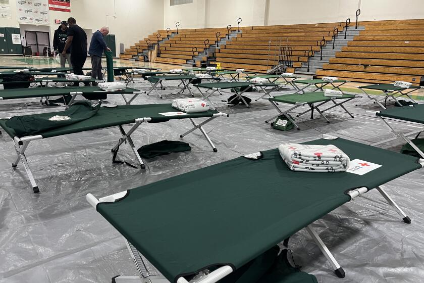 A view of the American Red Cross shelter at Lincoln High School.