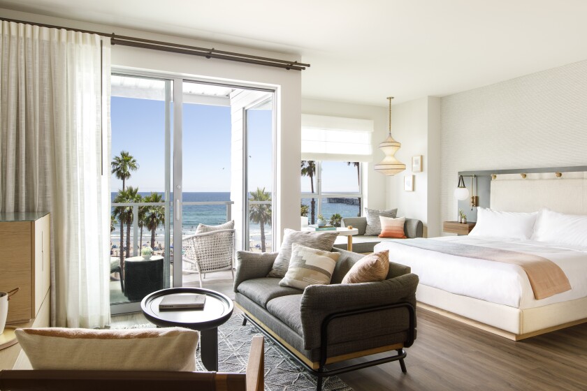 A king suite at the Mission Pacific Hotel, set to open this spring in Oceanside.
