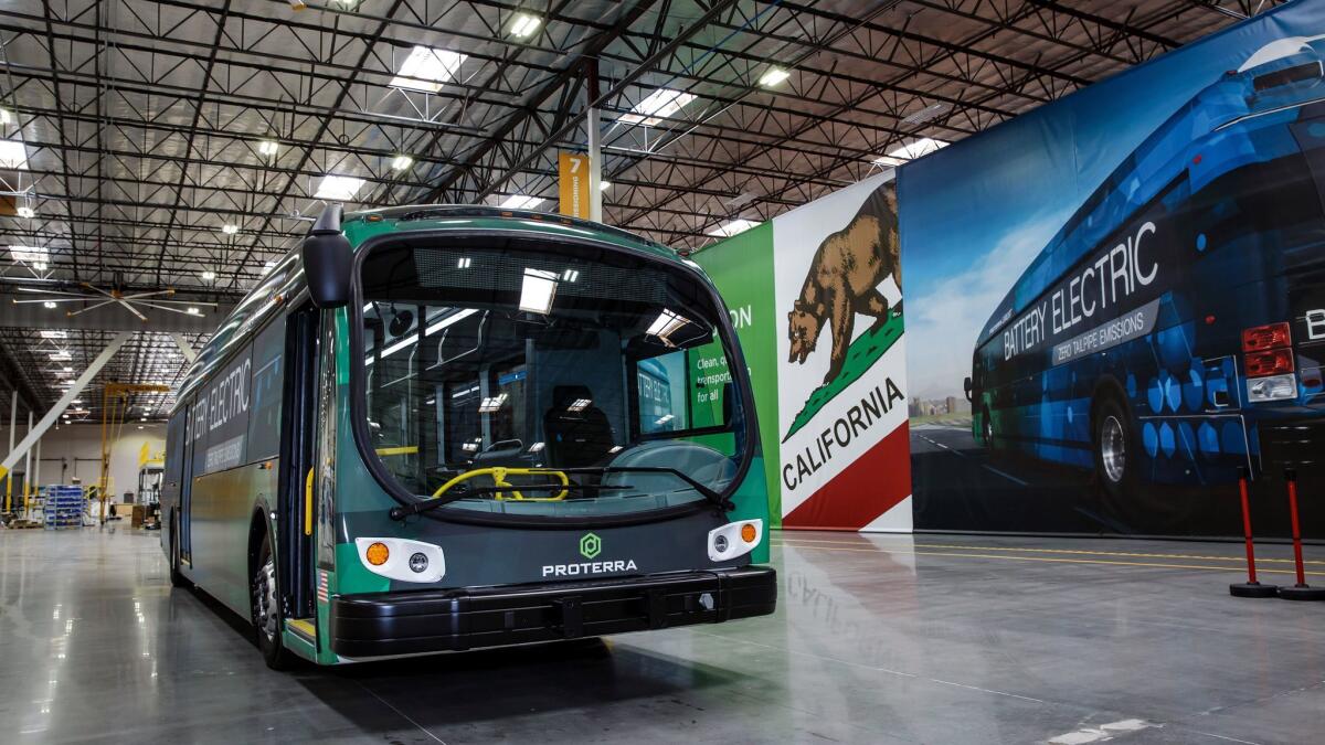 Proterra manufactures electric buses in Walnut, Calif.