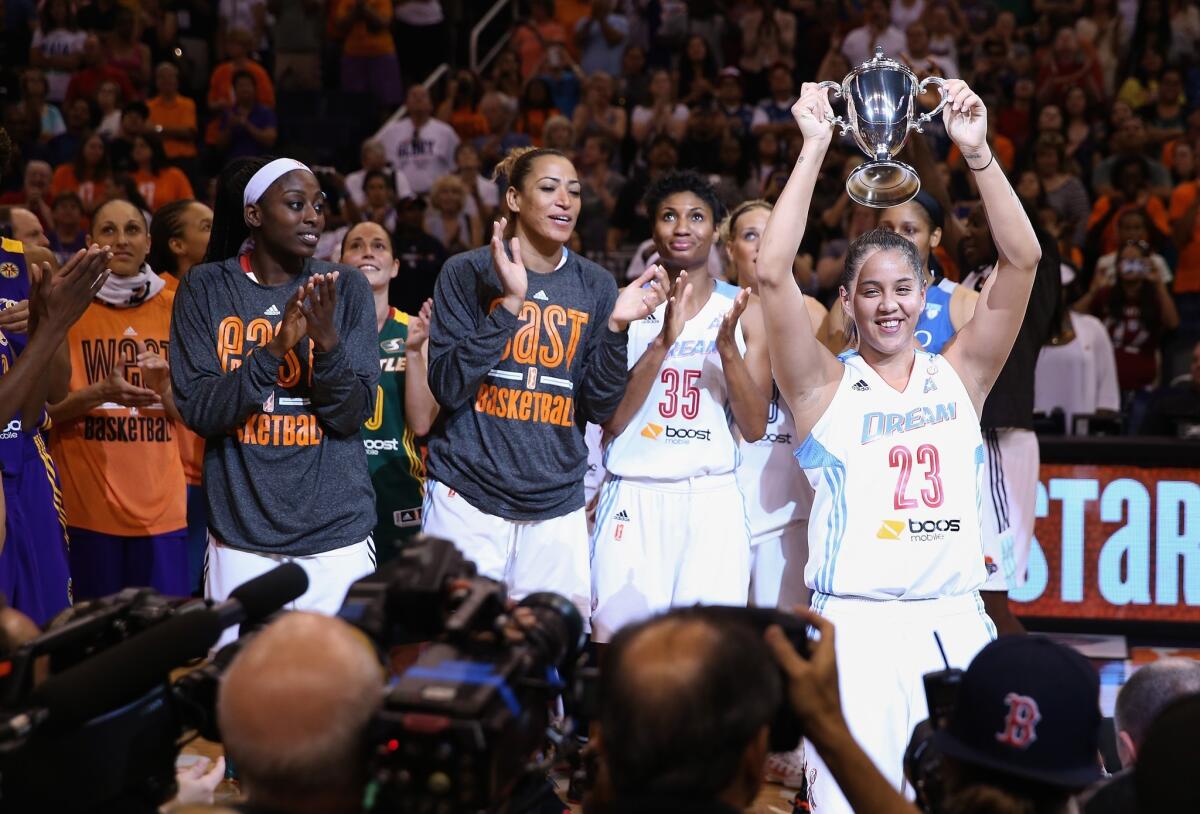 Atlanta guard Shoni Schimmel was named the WNBA All-Star game MVP after scoring 29 points with eight assists in the East's victory over the West, 125-124, in overtime at US Airways Center in Phoenix.