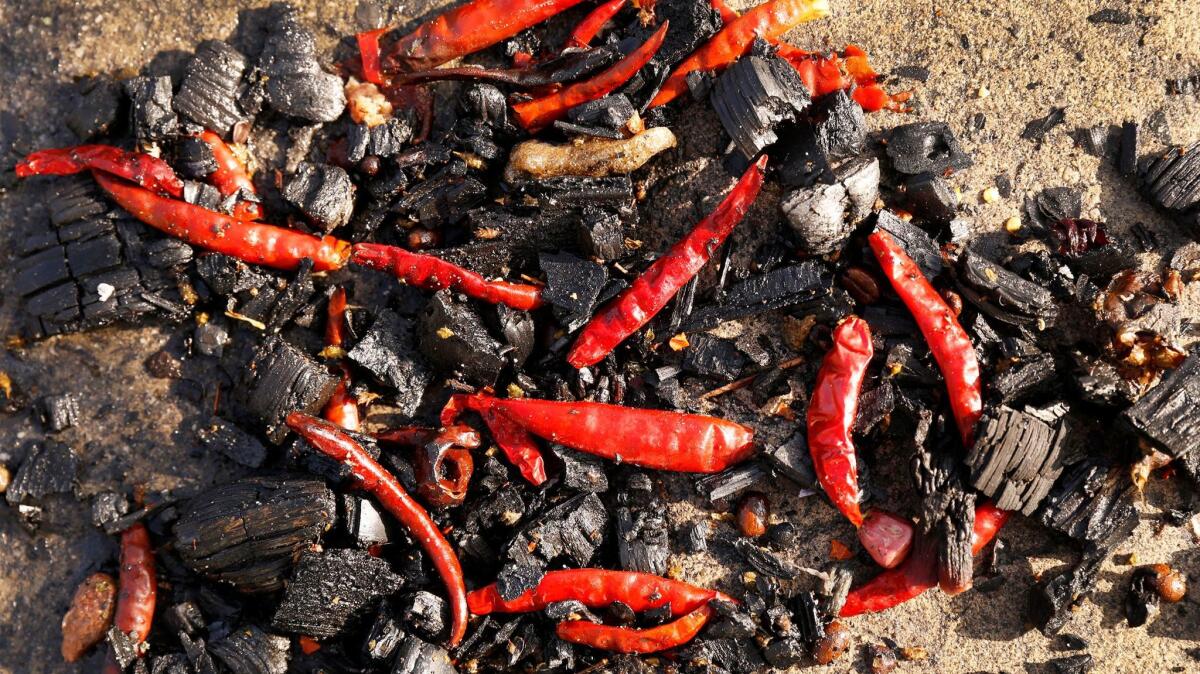 Among the items burned in Sunday's fire were red chili peppers.