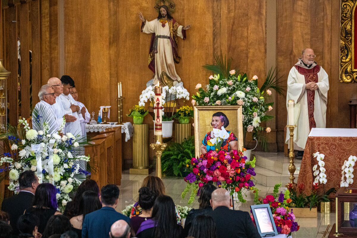 Funeral for Gloria Molina takes place at Resurrection Catholic Church.