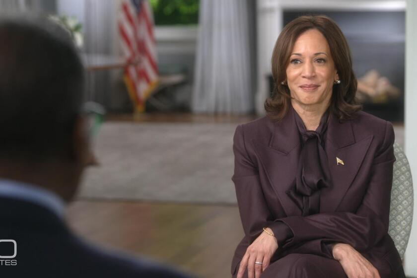 Vice President Kamala Harris talks to "60 Minutes" correspondent Bill Whitaker.