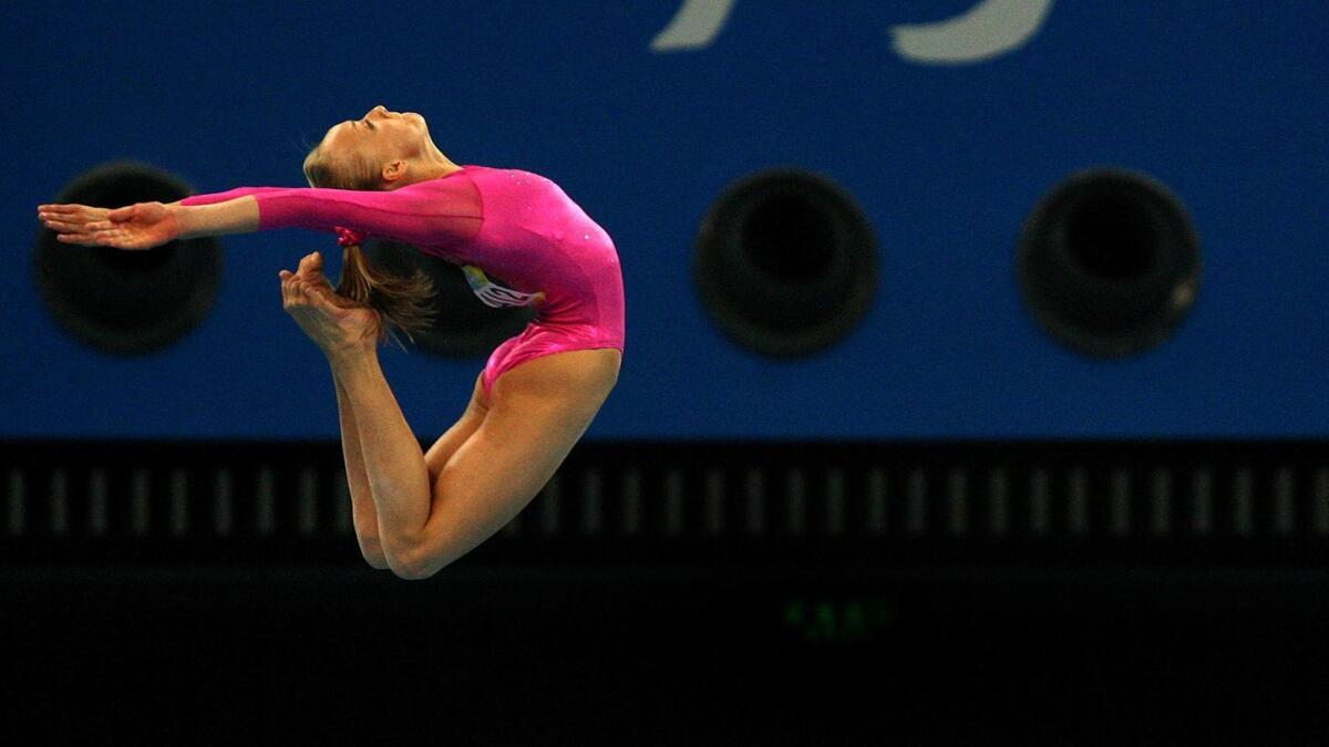 U.S. gymnast Nastia Liukin competes on the balance beam during the women's all-around final at the 2008 Olympics in Beijing.