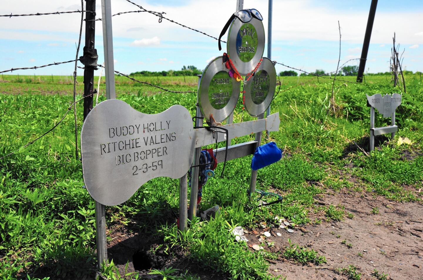 A memorial in a cornfield north of Clear Lake, Iowa, marks the site of a plane crash that took the lives of Buddy Holly, Ritchie Valens and J.P. "The Big Bopper" Richardson in 1959.
