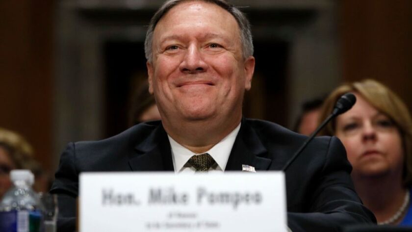 Senate Confirms Pompeo As Trump S Second Secretary Of State And He Quickly Gets To Work Los Angeles Times