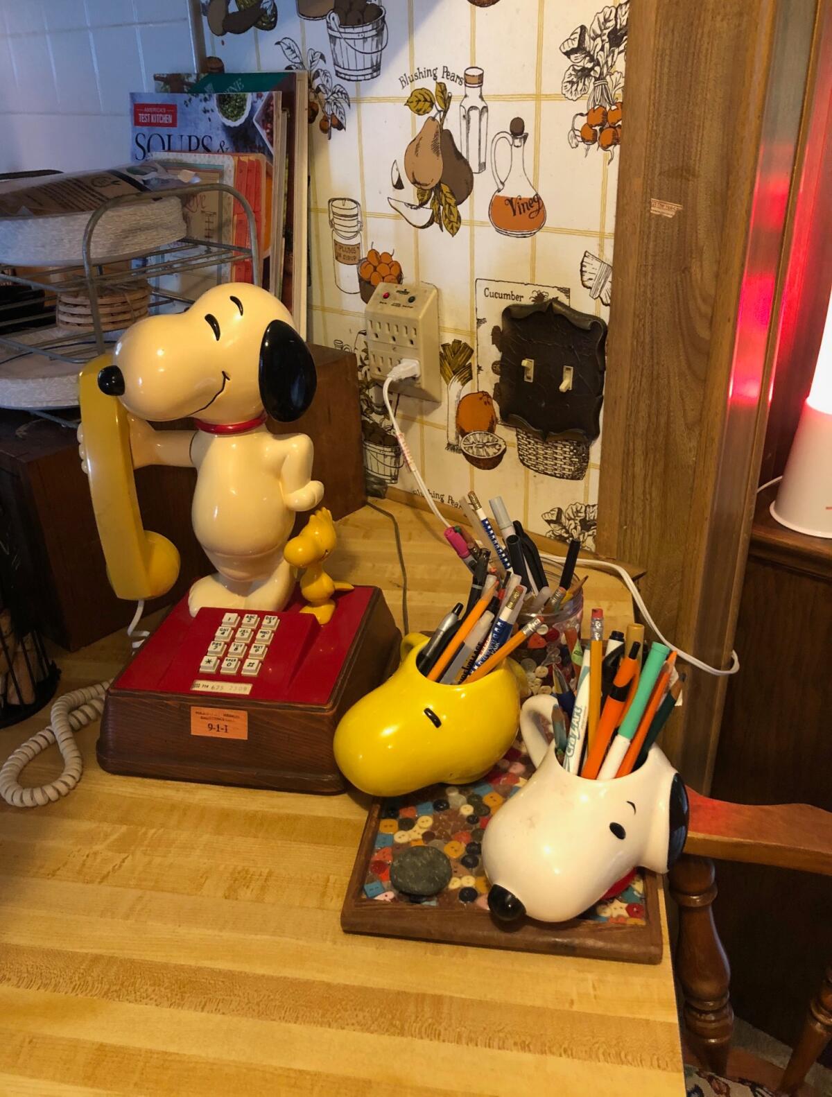 A Snoopy phone is part of Bob Zink's collection. Family members at his beach cottage answered calls with "Hello ... Snoopy's house."