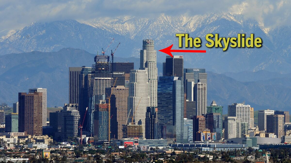The location of the Skyslide in the L.A. skyline.