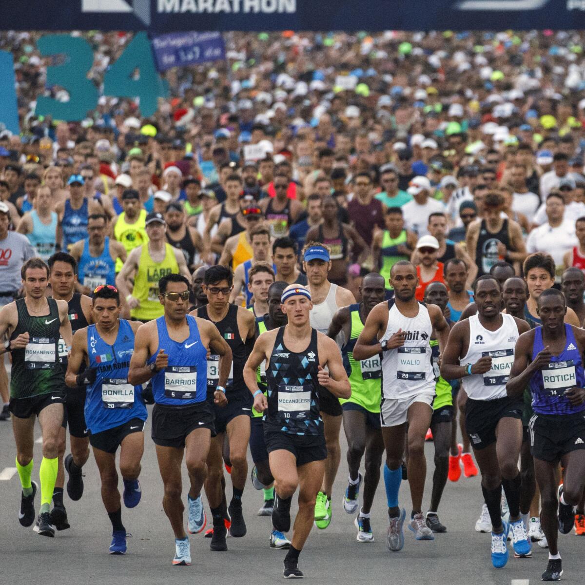 A crowd of marathon runners.