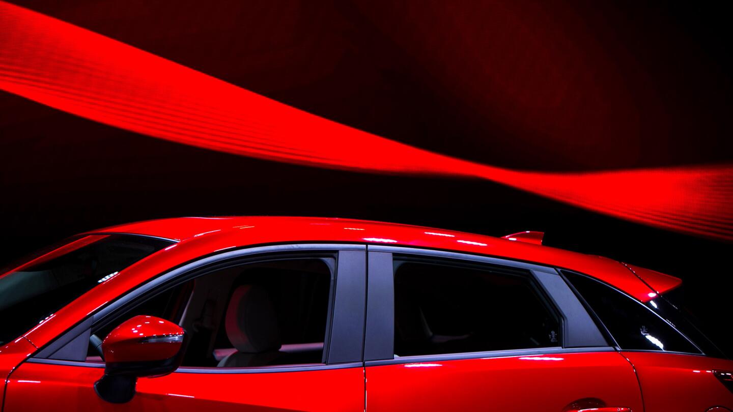 The Mazda CX-3 is introduced at the 2014 Los Angeles Auto Show.