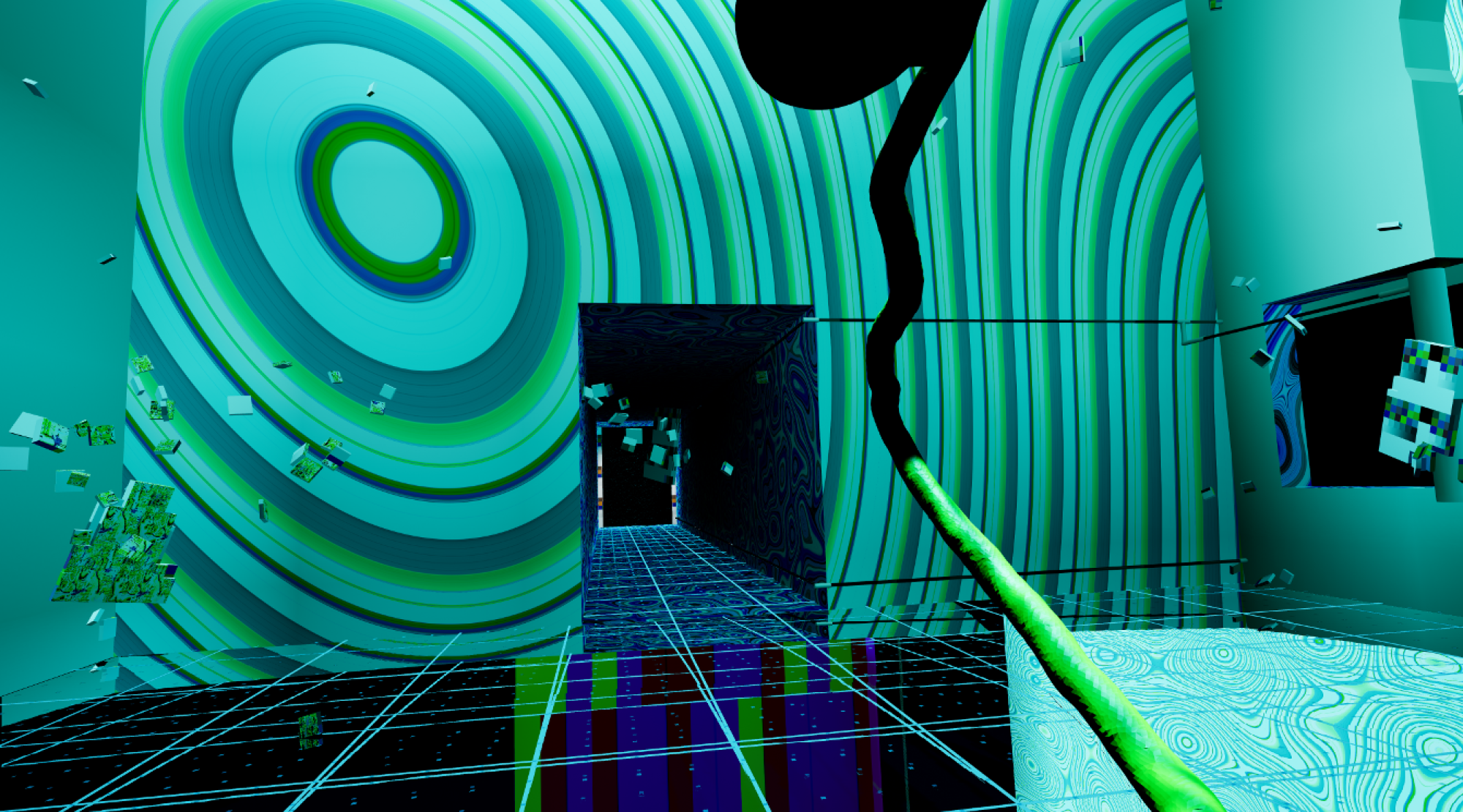 A still from artist Keith Tolch's interactive, virtual reality artwork, 