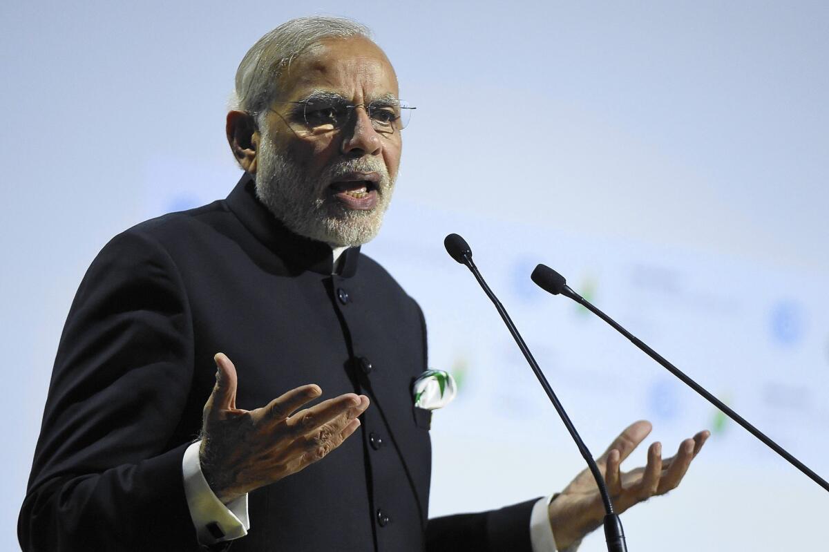 “Climate change is not of our making,” Indian Prime Minister Narendra Modi said Monday at the climate conference in France.