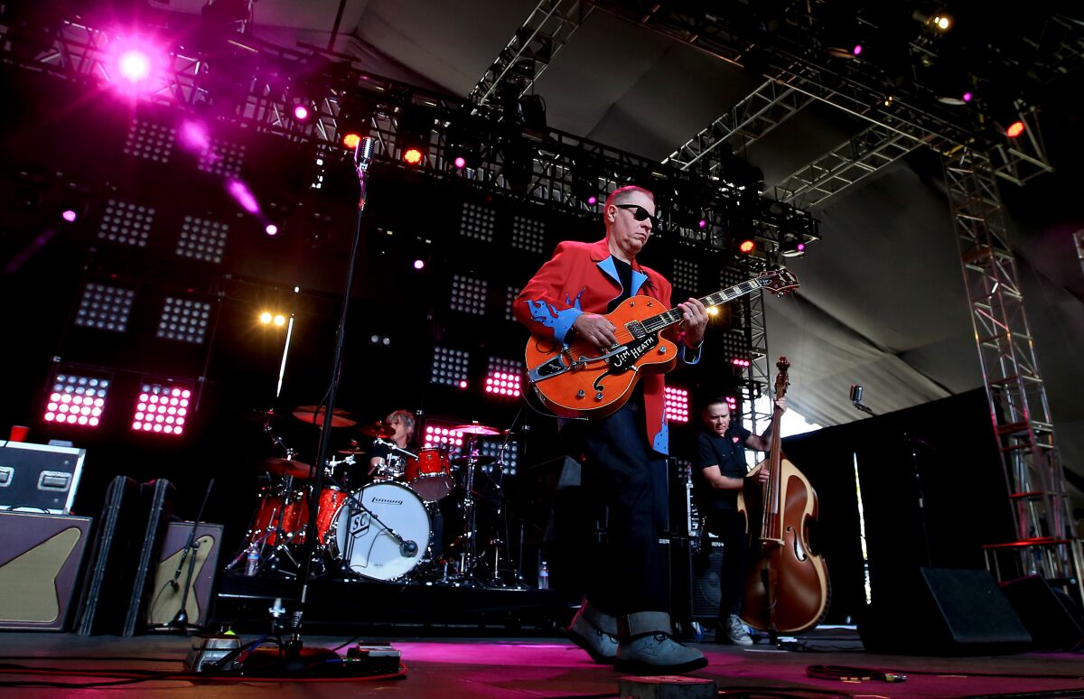 Guitarist Jim Heath fronts the rockabilly band The Reverend Horton Heat in the Mojave Tent on day one of the Coachella Valley Music and Arts Festival in Indio on Friday, April 10, 2015.