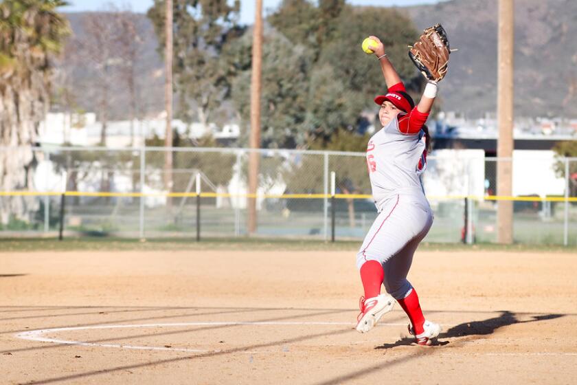 Right-handed ace Guilianna “GiGi” Clavel leads Palomar College on the mound.