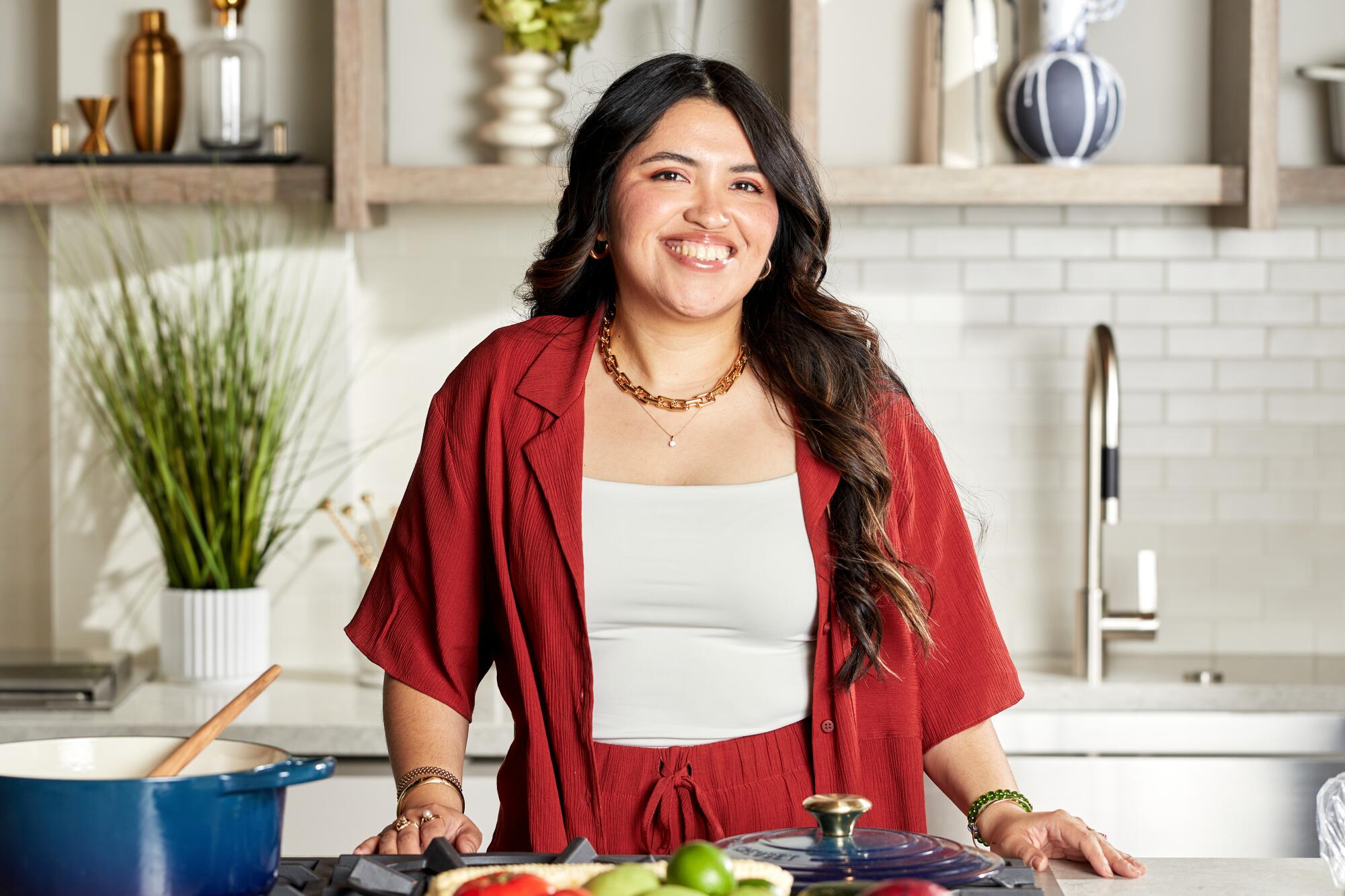 Cookbook author Karla Tatiana Vasquez in the L.A. Times Test Kitchen 