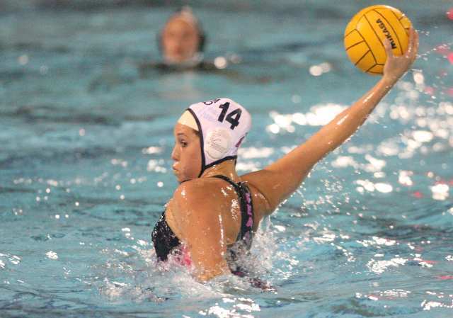 Corona del Mar's Cassidy Papa shoots against Foothill during Wednesday's CIF Division I semifinal game at William Woollett Jr. Aquatics Center in Irvine.