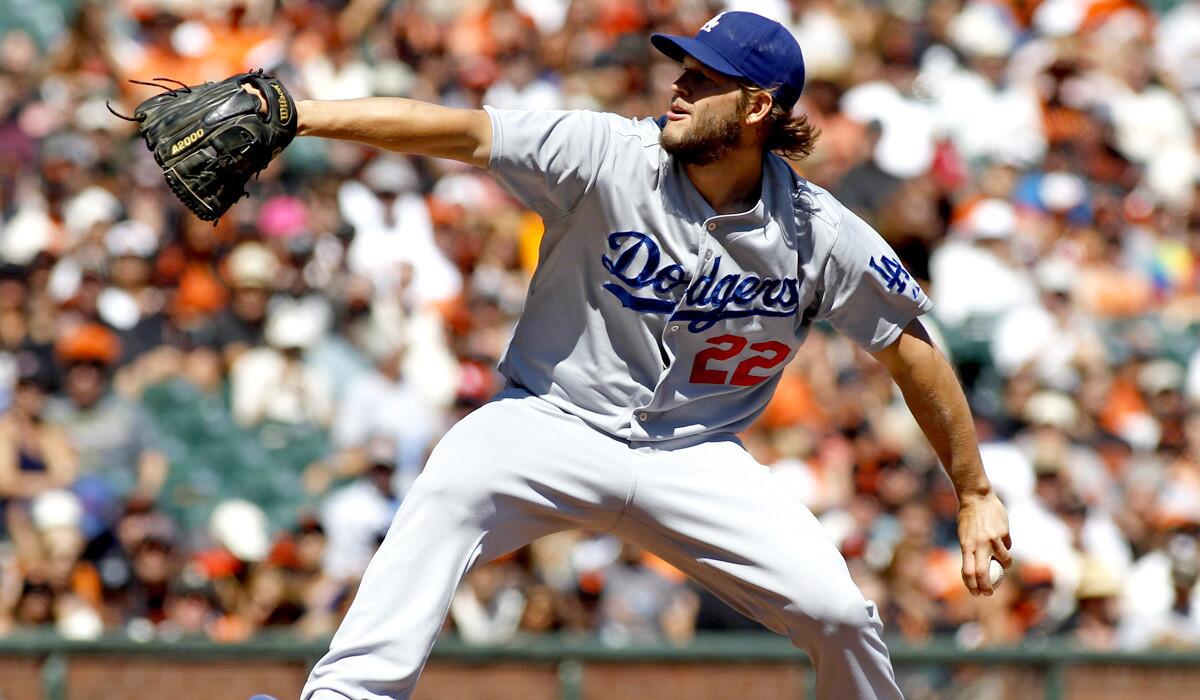 Clayton Kershaw improved his record to 19-3 by going eight innings against the Giants on Sunday in a 4-2 victory.
