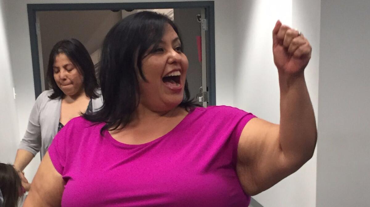 Monica Garcia celebrates her reelection to the L.A. school board in District 2.