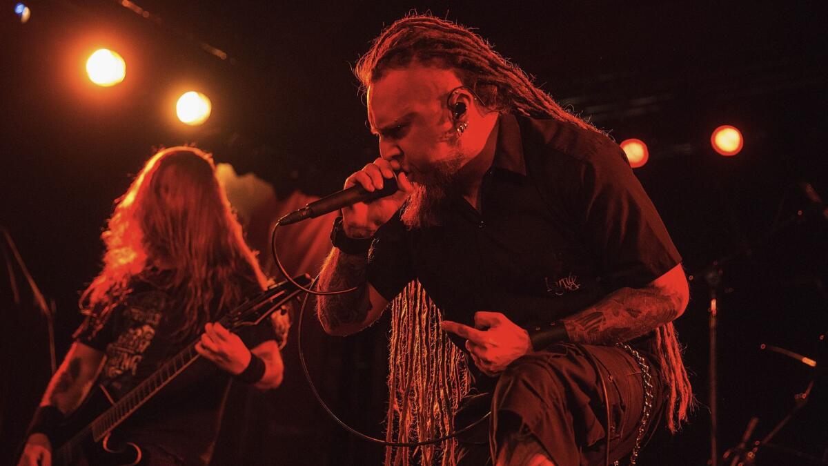 Singer Rafal "Rasta" Piotrowski of the band Decapitated performs onstage at Showbox Sodo in Seattle, Wash.